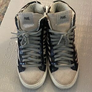 P448 Black and Gray High-Top Sneakers